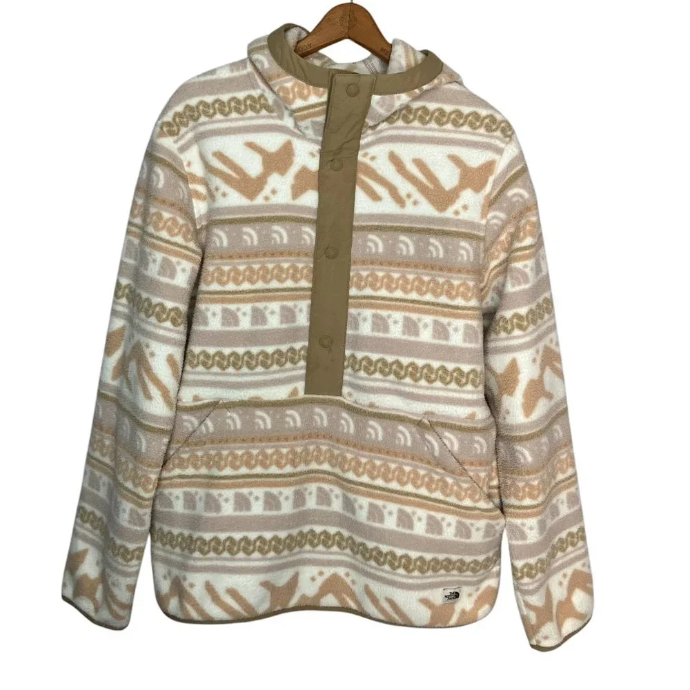 The North Face Men's Medium M Campshire Gardenia‎ Fleece Half Snap Pullover Hood